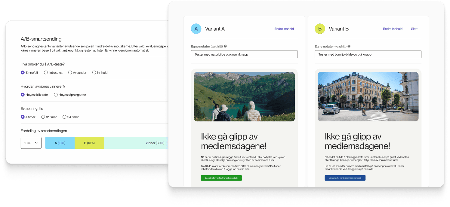 A/B testing funksjon