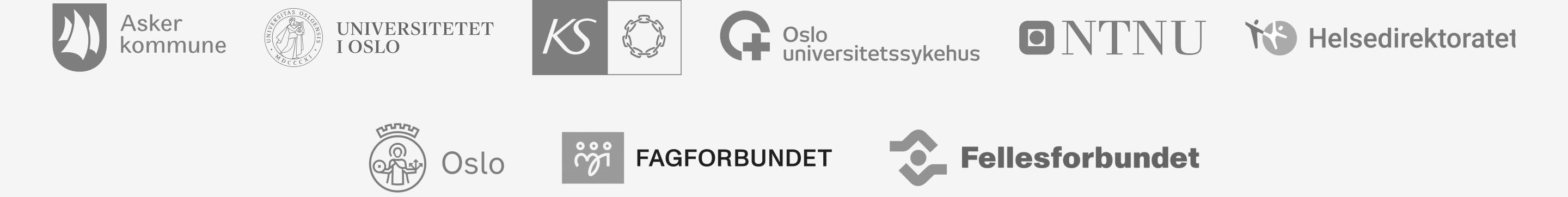 Et utvalg Make-kunder innenfor offentlige virksomheter; Asker kommune, Universitetet i Oslo, KS, Oslo Universitetssykehus, NTNU og Helsedirektoratet, Oslo kommune, Fagforbundet, Fellesforbundet