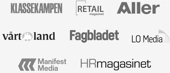 Et utvalg Make-kunder innenfor aviser og publikasjkoner; Klassekampen, Aller Media, Vårt Land, Fagbladet, HR Magasinet med fler.