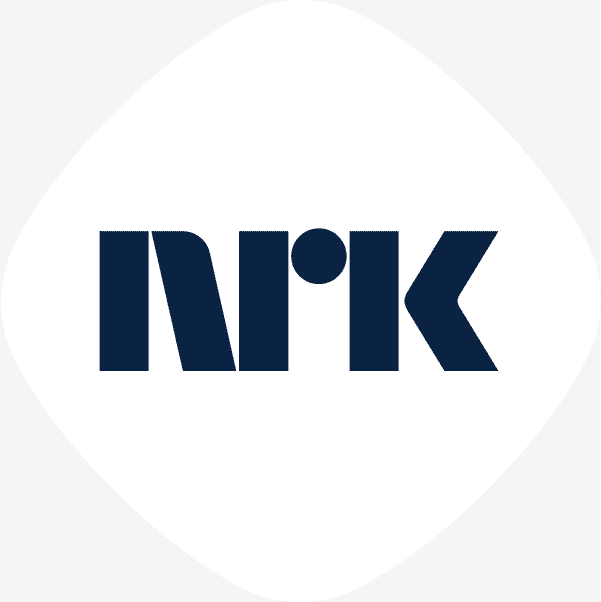 Mørk blå NRK-logo mot hvit bakgrunn